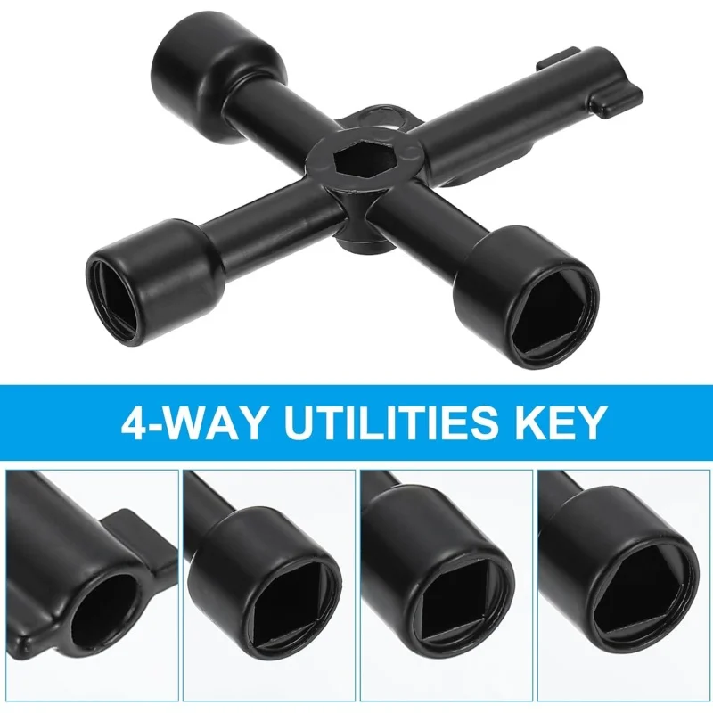 4-Way Multi-functional Cross Valve Wrench, 1/2/3/4PCS Universal Practical Tool for Electrical, Water, Gas Valve Maintenance