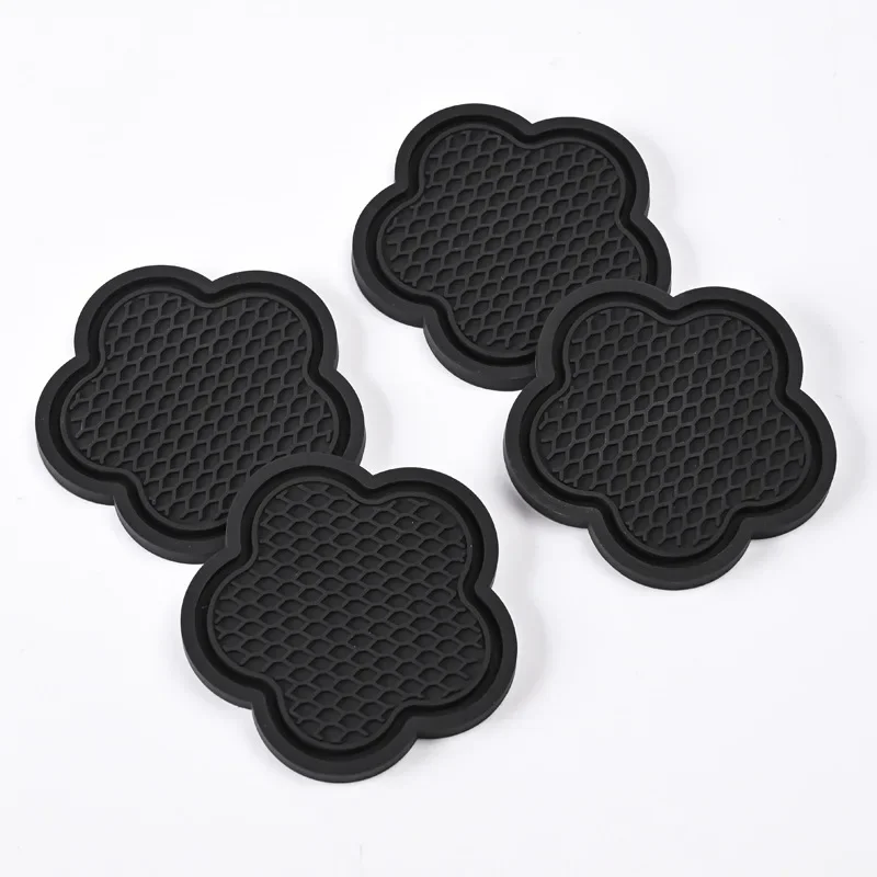 2PCS Car Cup Coaster Flower Shaped Silicone Waterproof Non-Slip Sift-Proof Spill Saucer Auto Interior Anti-skid Cup Holders