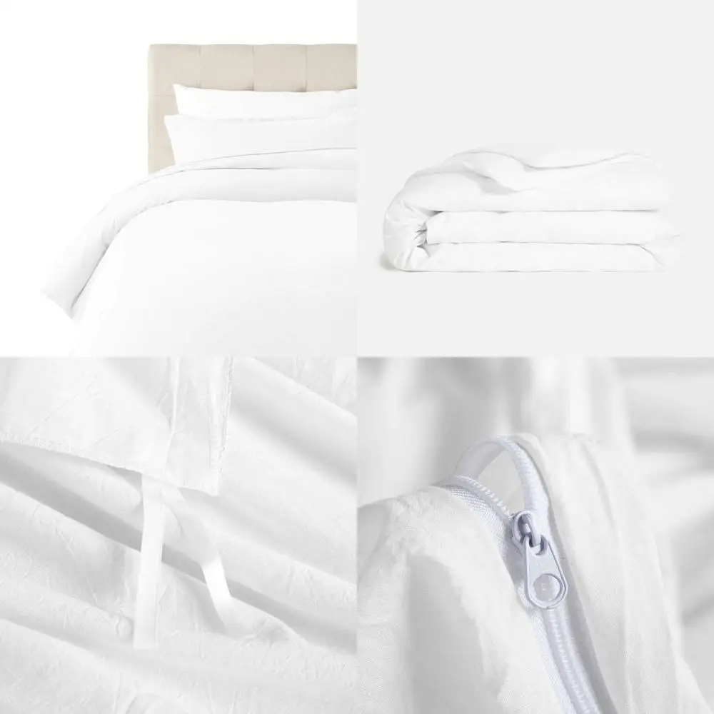 

Комплект пододеяльников Queen Size из 100% египетского хлопка 600TC, ультрамягкий, дышащий, со скрытой молнией - белый