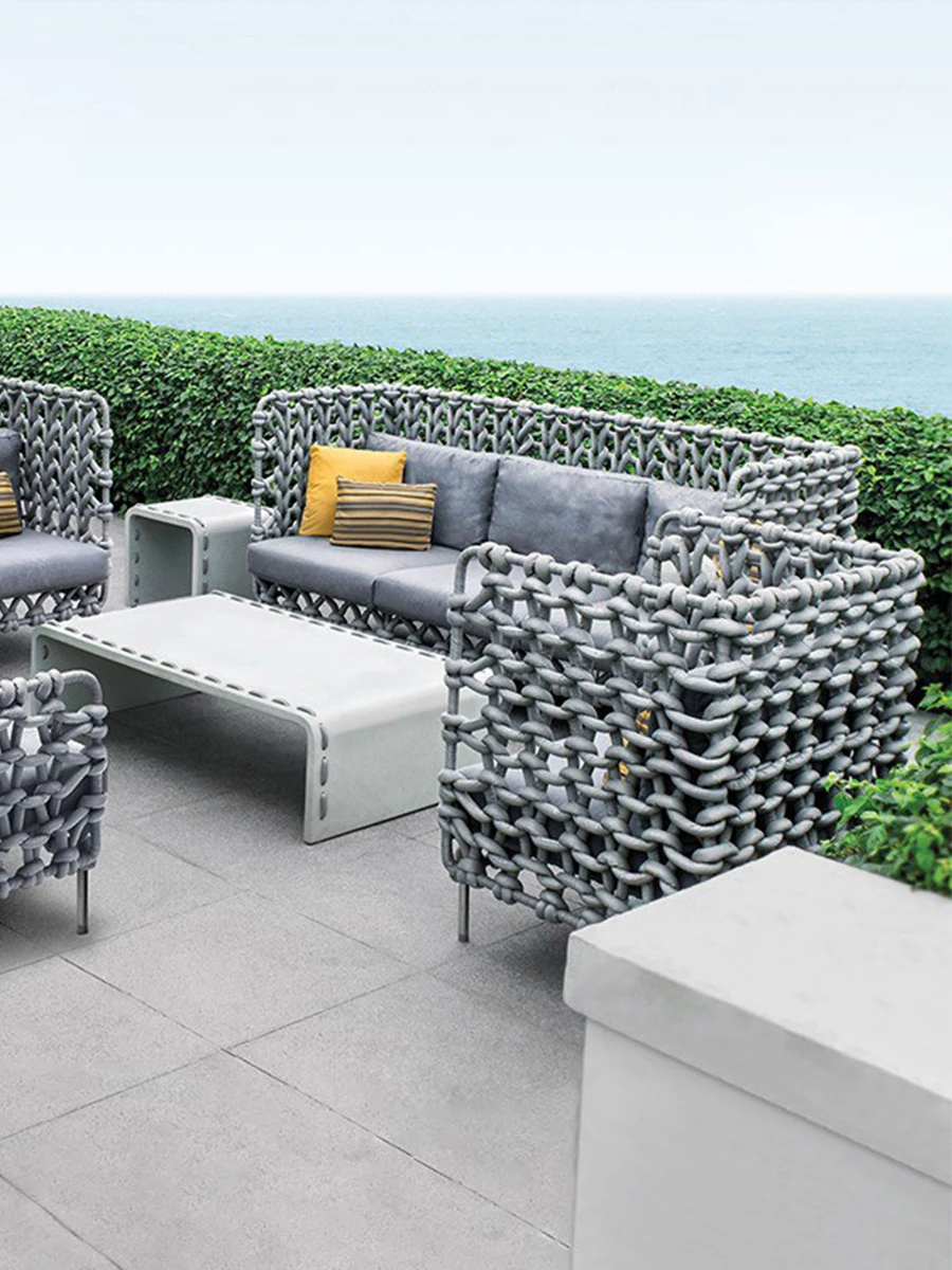 Sofa, rattan chairs, artistic and creative balconies, three piece set, leisure courtyard, outdoor garden furniture