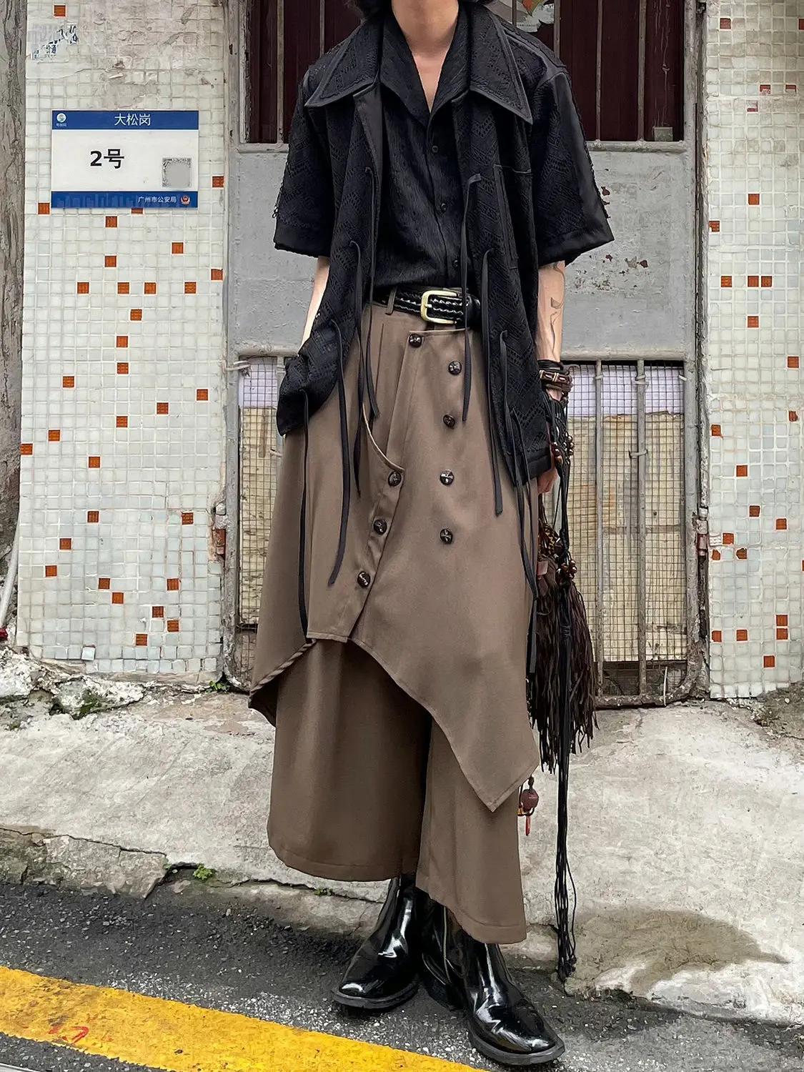 

Women's Irregular Brown Mid Length Skirt 2024 Spring and Autumn New Elegant High Waist Slim Fit Combination Skirt for Women P684