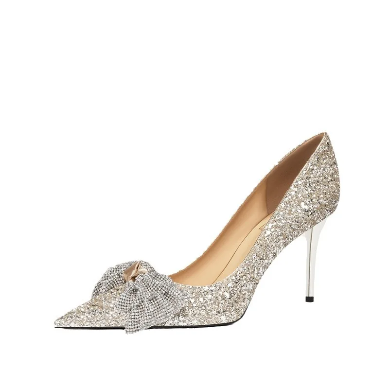 

A19 Кристаллические свадебные туфли. Женское шоу He. Основное свадебное платье. Два ношения с бантом. Французское вечернее платье. Женская летняя обувь на высоком каблуке.