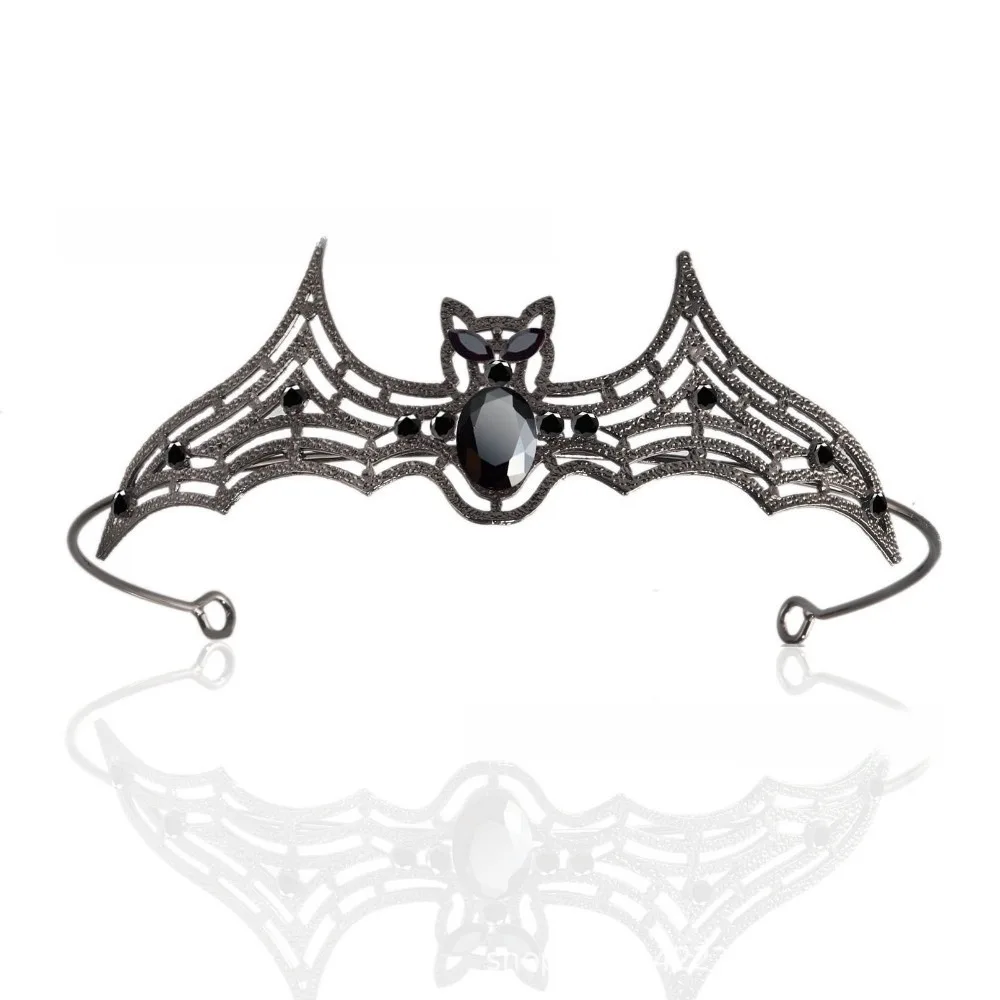 Simple Metal Halloween Bat Hairband Dark Multicolor Rhinestone Crowns Korean Style Sparkling Halloween Tiara Party