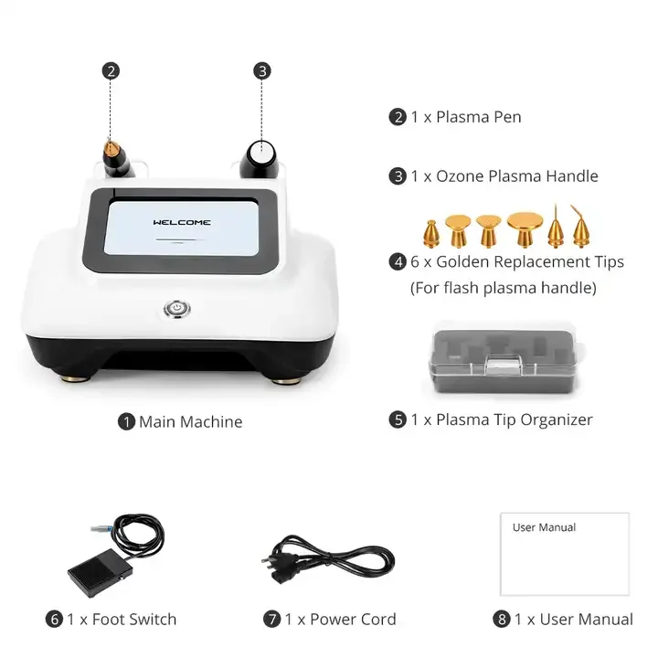Machine de soin du visage au plasma 2 en 1 pour le traitement de l'acné des grains de beauté et le rajeunissement de la peau