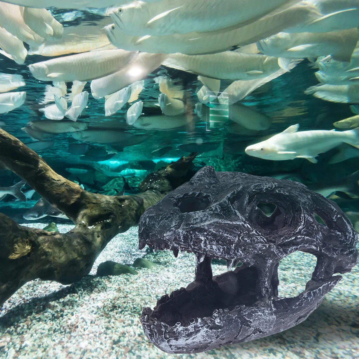

1Pcs Resin Skull Decoration Durable Aquarium Prop Creative Fish Tank Ornament Black Halloween Masquerade Gift