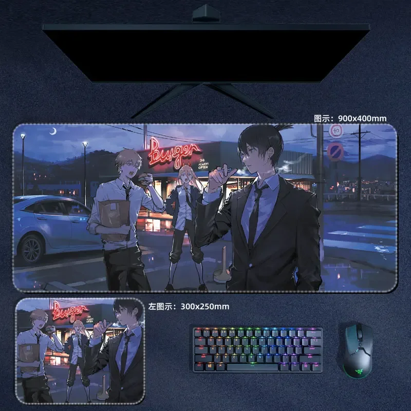 Imagem -05 - Grande Anime Chainsaw Demon Mouse Pad Makima Poder Aki Denji Computador Laptop Gamer pc Jogos Acessórios Desk Mats