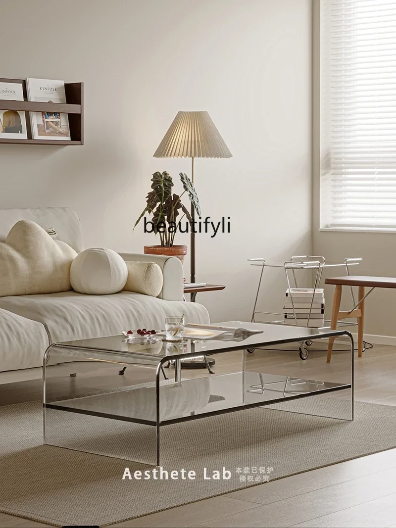 Japanese Home Furnishing Modern Light Luxury Double-layer Coffee Table Living Room Simple Acrylic Small Table