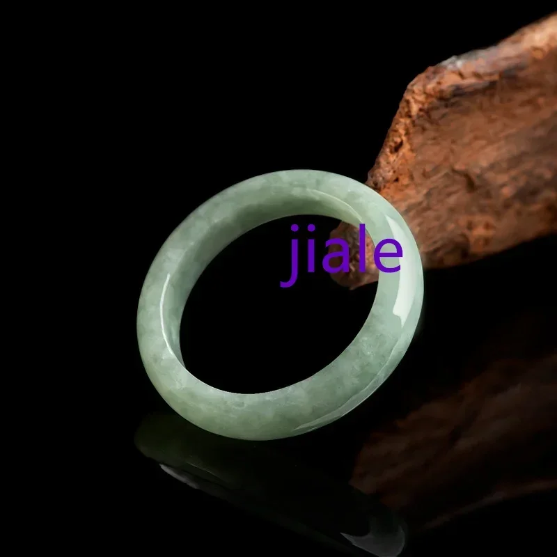 Jia Le/Hand-Carved/ Natural Jade Bean Green Ring Men and Women Couple Party Wedding Travel Fine Jewelry Emerald Accessories Gift