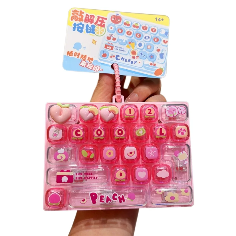 26-Key Decompression Button Cute Design Transparent Dual-Tone Mini Keyboard Pendant Simulation Keyboard Peach Lemon Cherry