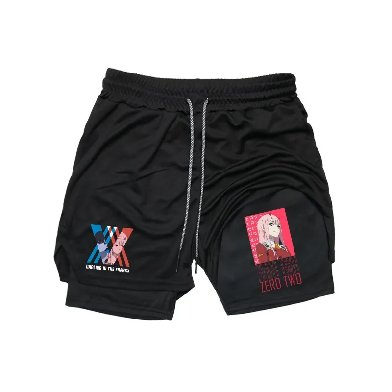 

2-in-1 Breathable Men Basketball Shorts GYM Basketball Running Quick-Drying Shorts Zero Two Print Fashion Shorts Summer Shorts