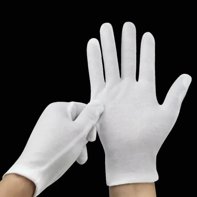 12 Pairs White Gloves Soft Cotton Gloves Coin Jewelry Silver Inspection Gloves Stretchable Lining Glove