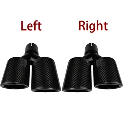 1 Pcs Universal Car Carbon Fibre Tail Throat Length Black Y-Shaped Double Out Twill Glossy Exhaust Muffler Tip