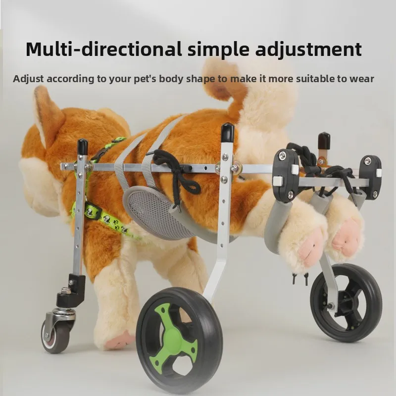 Dog Wheelchair for Hind Legs Adjustable Pet Mobility Aid for Disabled Dogs 4-Wheel Support Cart for Paralysis Rehabilitation