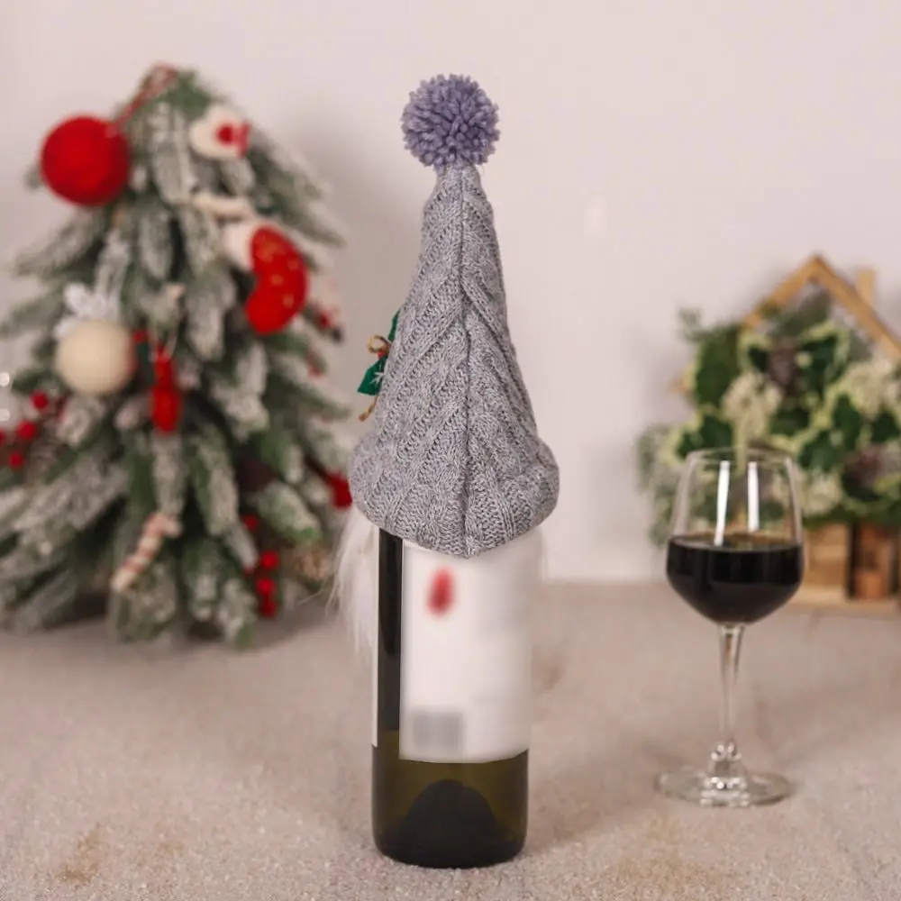 2pcs Cartoon Christmas Gift Wine Bottle Cover Knitted Reusable Rudolf Faceless Bottle Bag Exquisite Champagne Bottle Cover