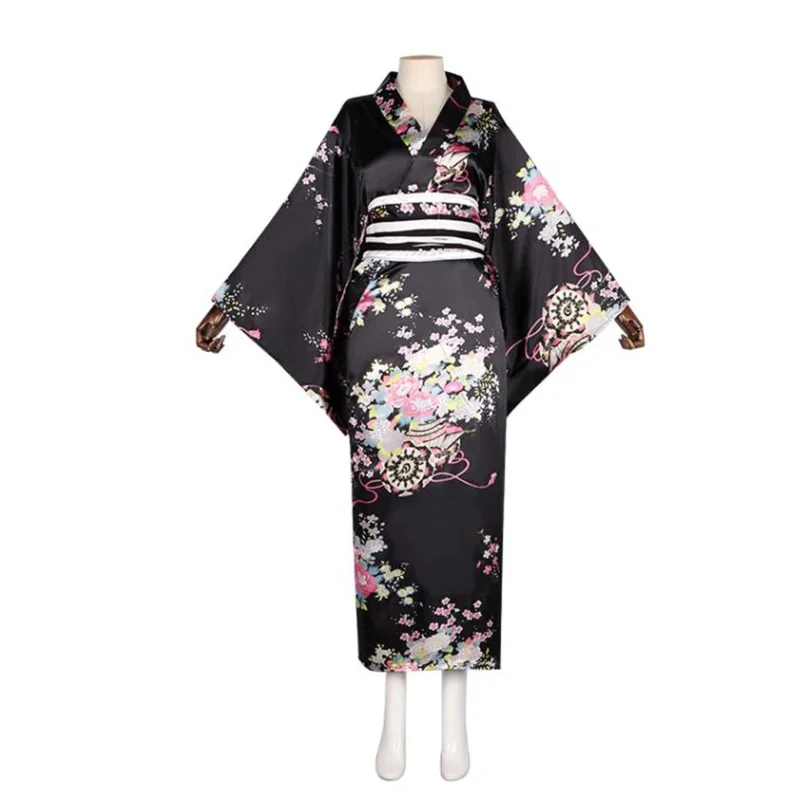 xixixi Sexy Japanese Kimono Suit Kawaii Girls Floral Printed Long Yukata Robes Lovely Lolita Dress For Women Anime Costume