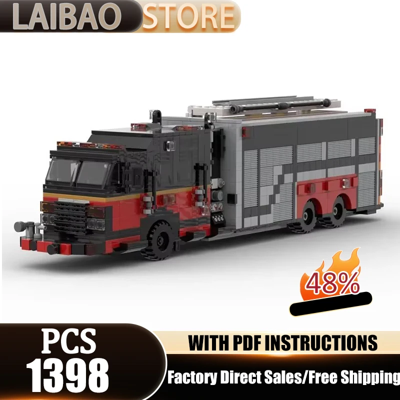 Fire Fighting Vehicle Moc Building Blocks Saber Pumper-Tanker Firetruck Model Technology Brick DIY Assembly Construction Set Toy