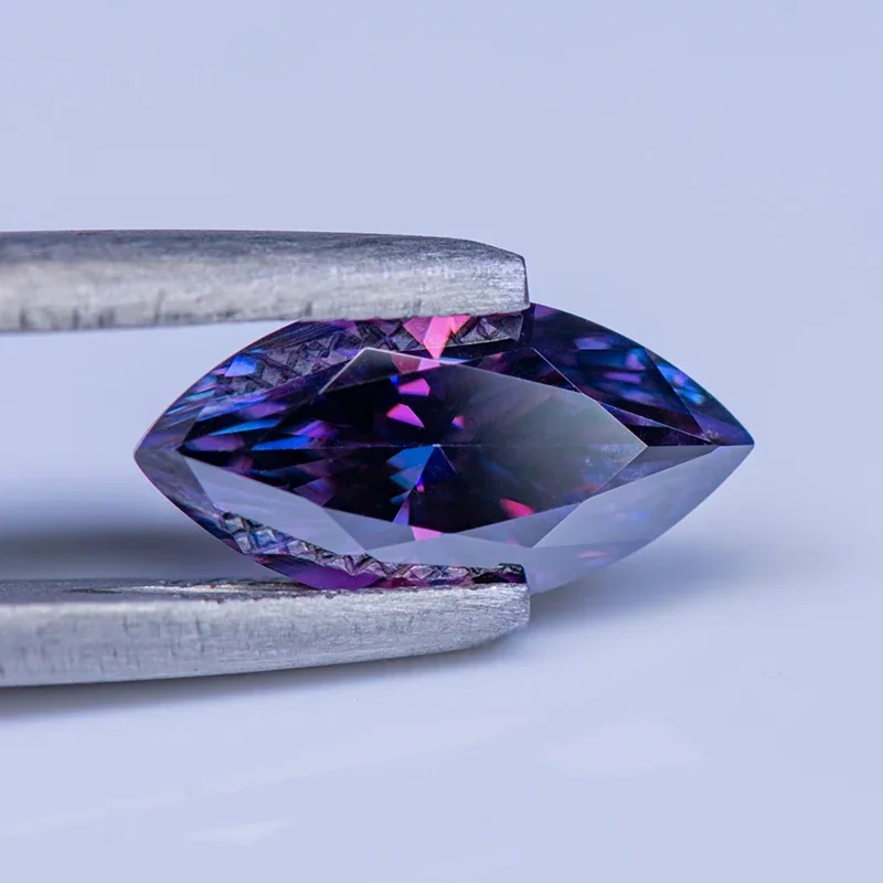 Moissanite marquise corte atacado imperial roxo cor passar teste de diamante para diy jóias fazendo materiais com certificado gra