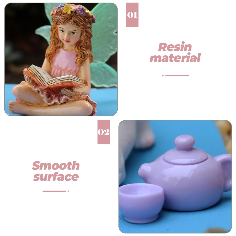 

1Set Resin Cat Fairy Sculpture Garden Micro Cat Decor Tea Cup Decoration Desktop Ornament Outdoor Yard Landscaping Decor