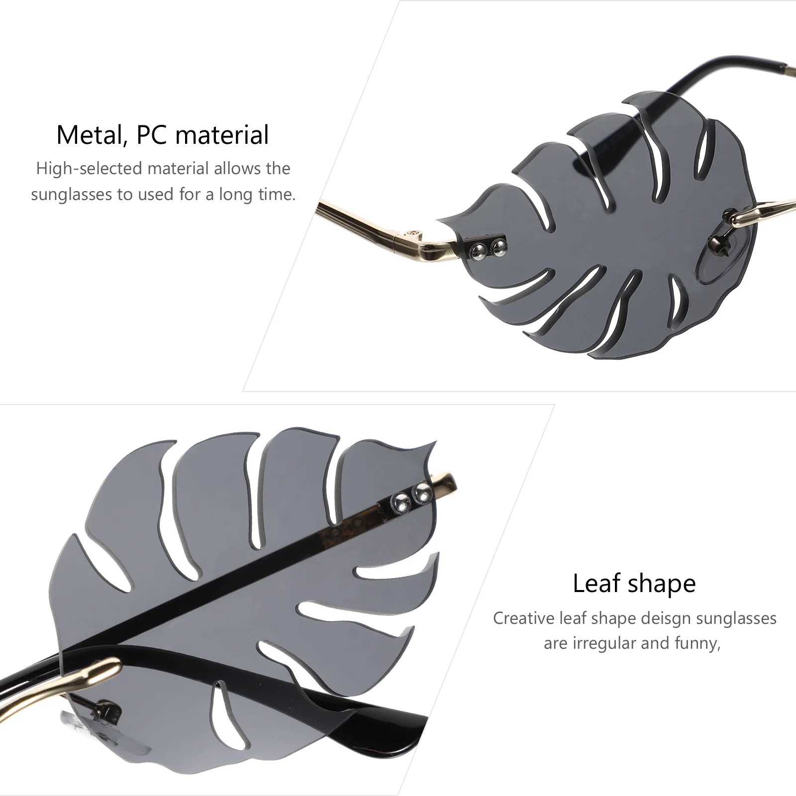 

1pc Leaf Shape Party Sunglasses Photo Props Frameless Uv Glasses Blue Color Fashion Eyewear Party Decor Photo Booth