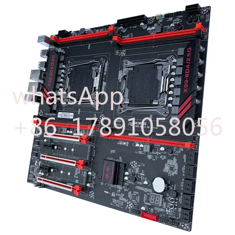 JGINYUE X99 dual CPU motherboard LGA 2011-3 supports Xeon E5 V3 V4 CPU DDR4 memory eight channels Dual 2.5G network card X99-8D4