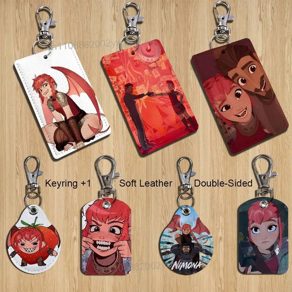 

cool Parody Nimona Keychain Holder Suitable For Subway Bank Card Bus Card Case Badge Holder Wallet Card Textured pattern