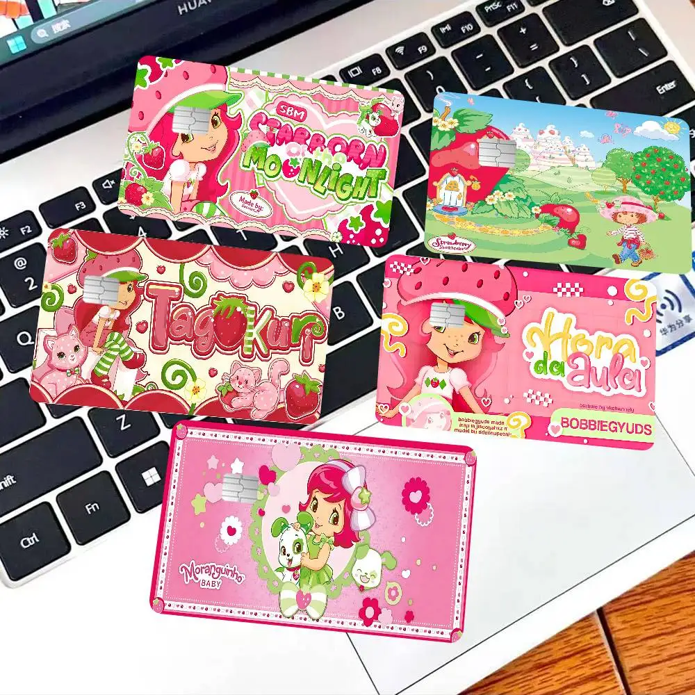 S-Strawberry-shortcake girl Credit Card Skin Stickers for VISA Bank Card Transportation Card Waterproof Sticker Anti-scratch