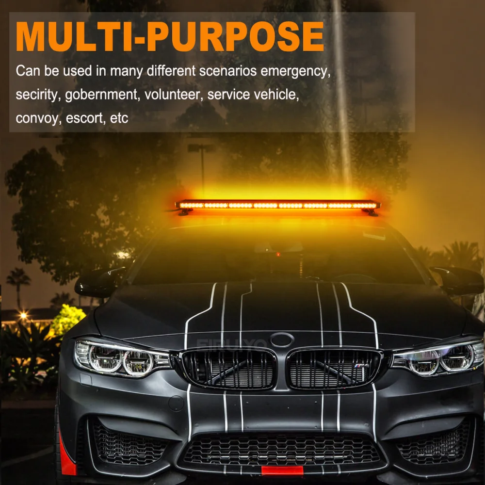 37 "43" 49 "giallo bianco COB LED avvertimento di emergenza Lightbar Strobe Beacon carro attrezzi auto polizia tetto lampeggiante lampada di segnalazione 12V 24V