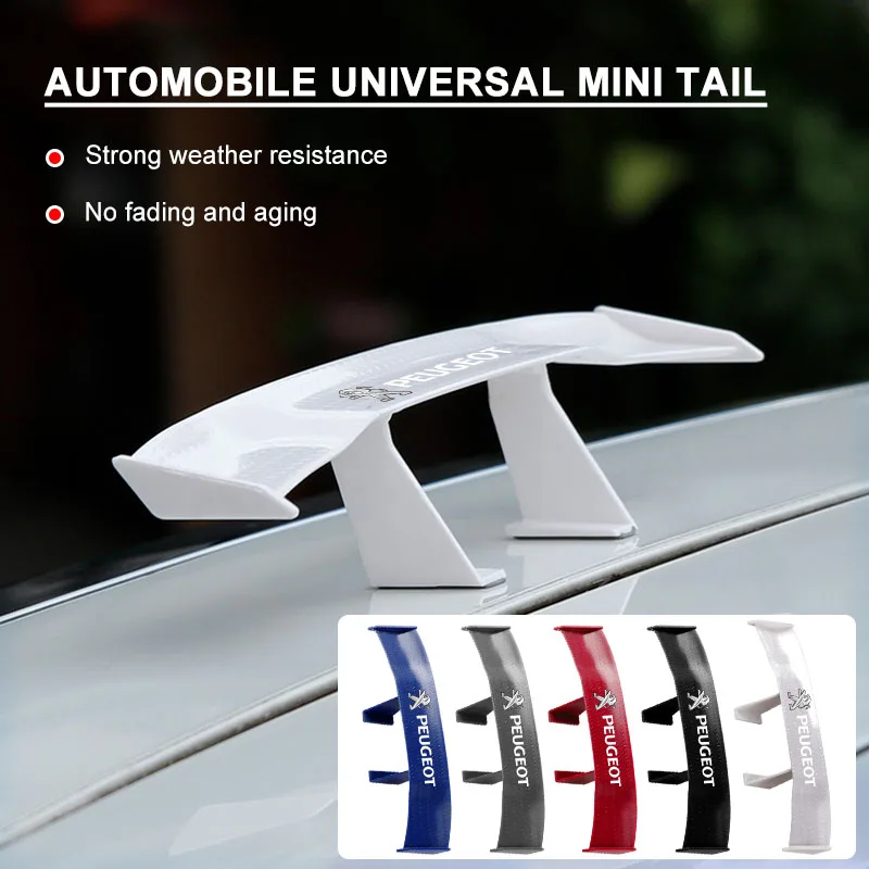 5 Color Car Mini Spoiler Tail Wing Carbon Fiber Look Tail Wings for Peugeot 406 407 408 206 207 307 308 508 Wheel Center Caps