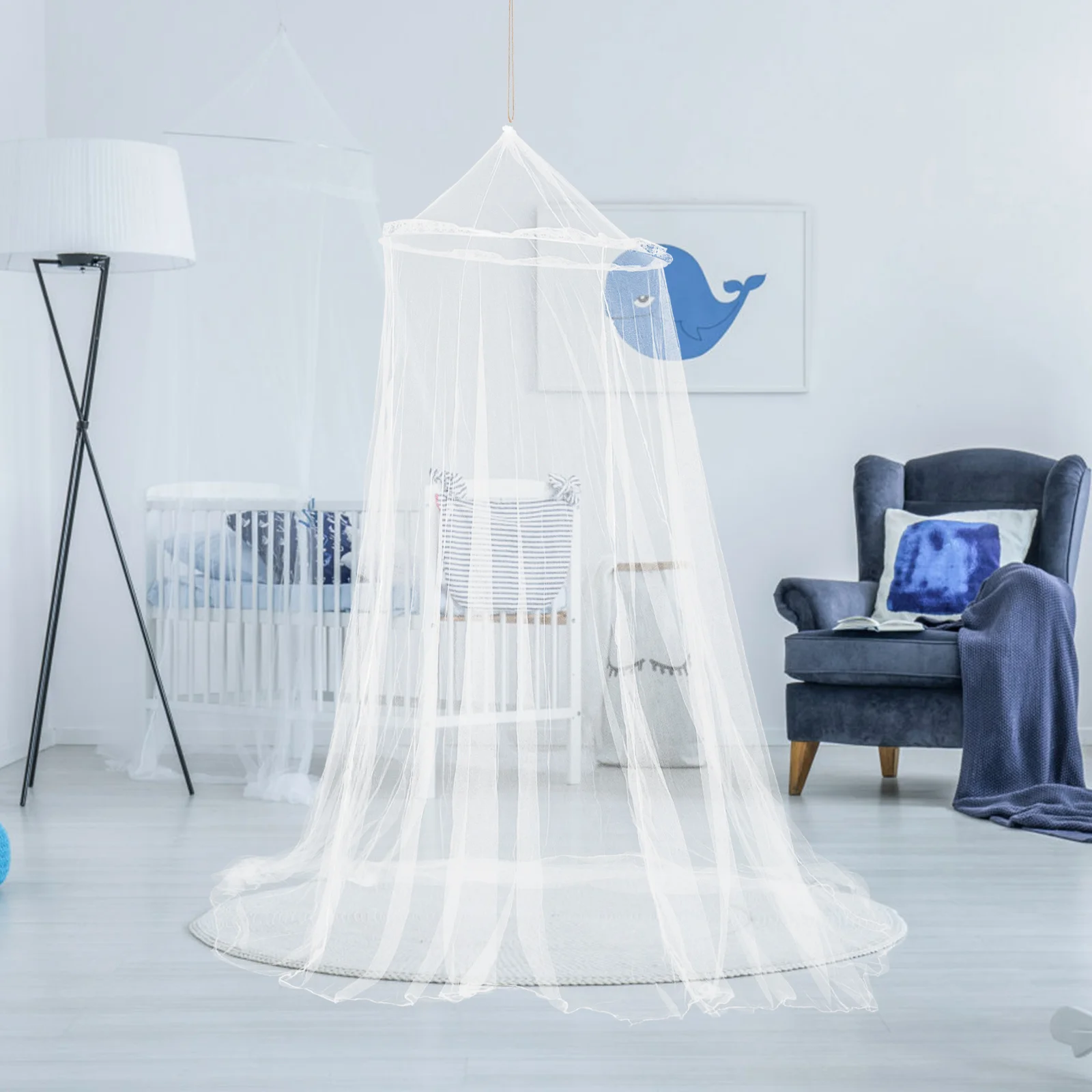 

Round Dome Mosquito Net Bed Canopy Double Size Ceiling Mounted Hanging Bed Tent Mosquito Net for Bedroom Students Couples