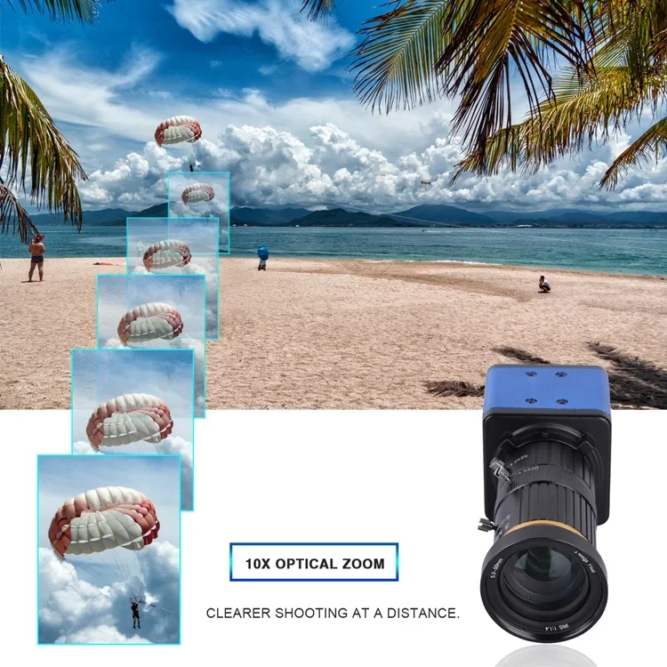 Best 1080P 5-50mm Manual Focus Camera Computer Camera Webcam 10X Zoom Surveillance Camera With Microphone USB Plug & Play