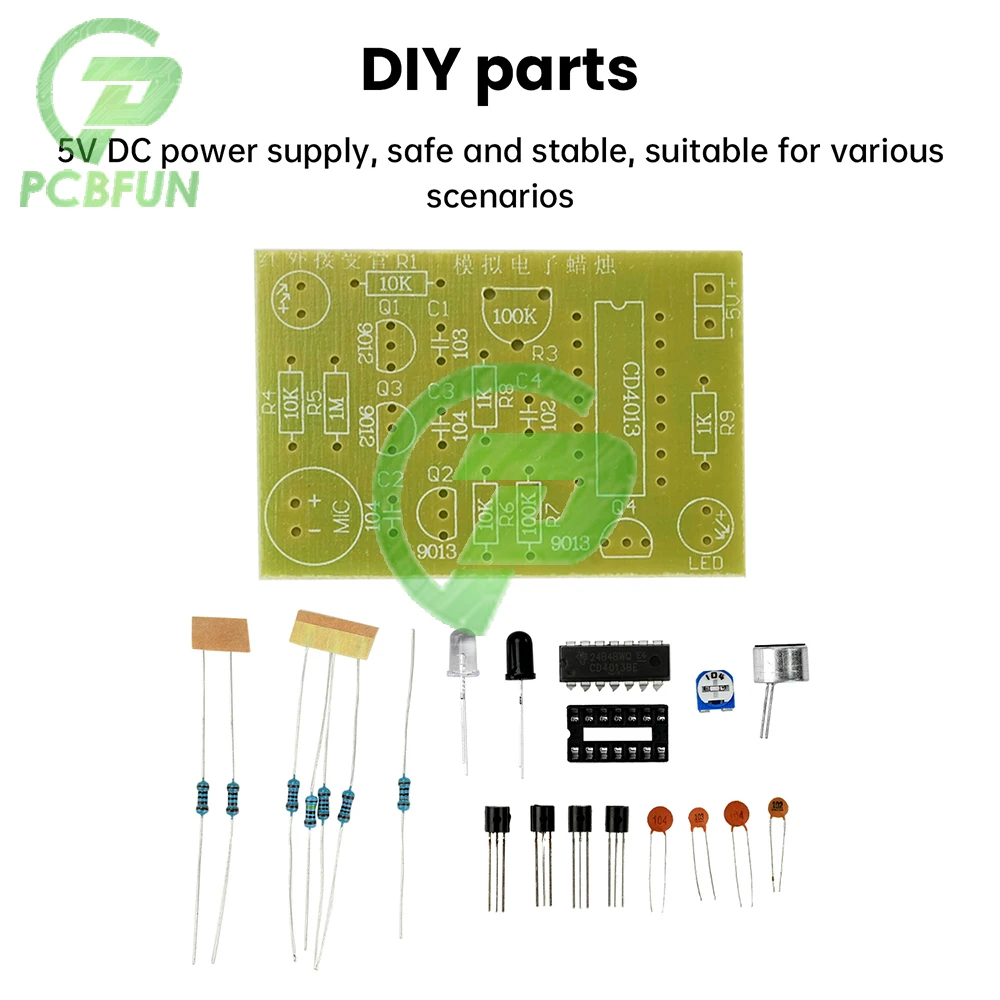 

DC 5V DIY Welding Electronic Candle Lighting And Blow Control Simulation Welder Practice Circuit Board
