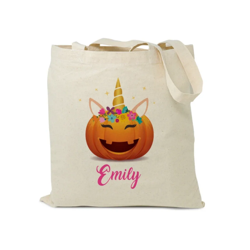 حقيبة حمل الهالوين المخصصة، حقيبة خدعة أو علاج ذات اسم مخصص