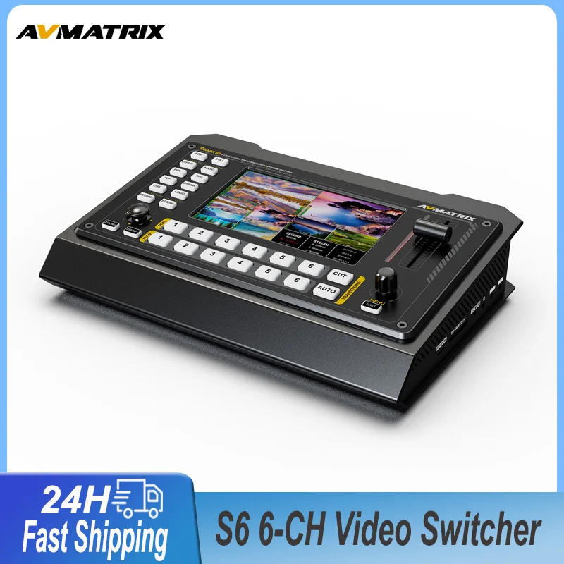 

AVmatrix S6 6 Channel HDMI/SDI Camera Video Switcher with LCD display Audio Mixer Studio Recording for Real Time Live Streaming