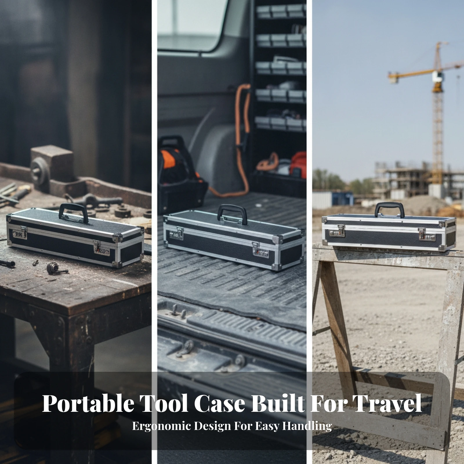 Tool Case with Combination Locks Long-Lasting Aluminum Alloy Tool Case Sturdy Secure for Technicians, Field Work, Travel