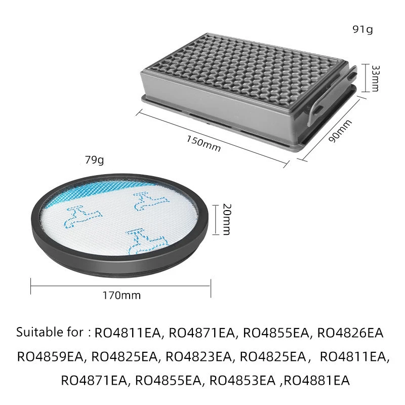 Hepa Filter Set For Rowenta COMPACT POWER XXL RO4811EA RO4871EA RO4855EA RO4826EA RO4859EA RO4825EA RO4881EA