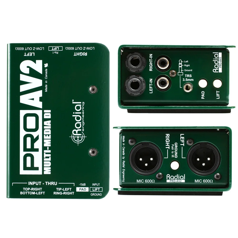 Radial PRO AV1/AV2 Unbalanced RCA To Balanced Passive DI Box