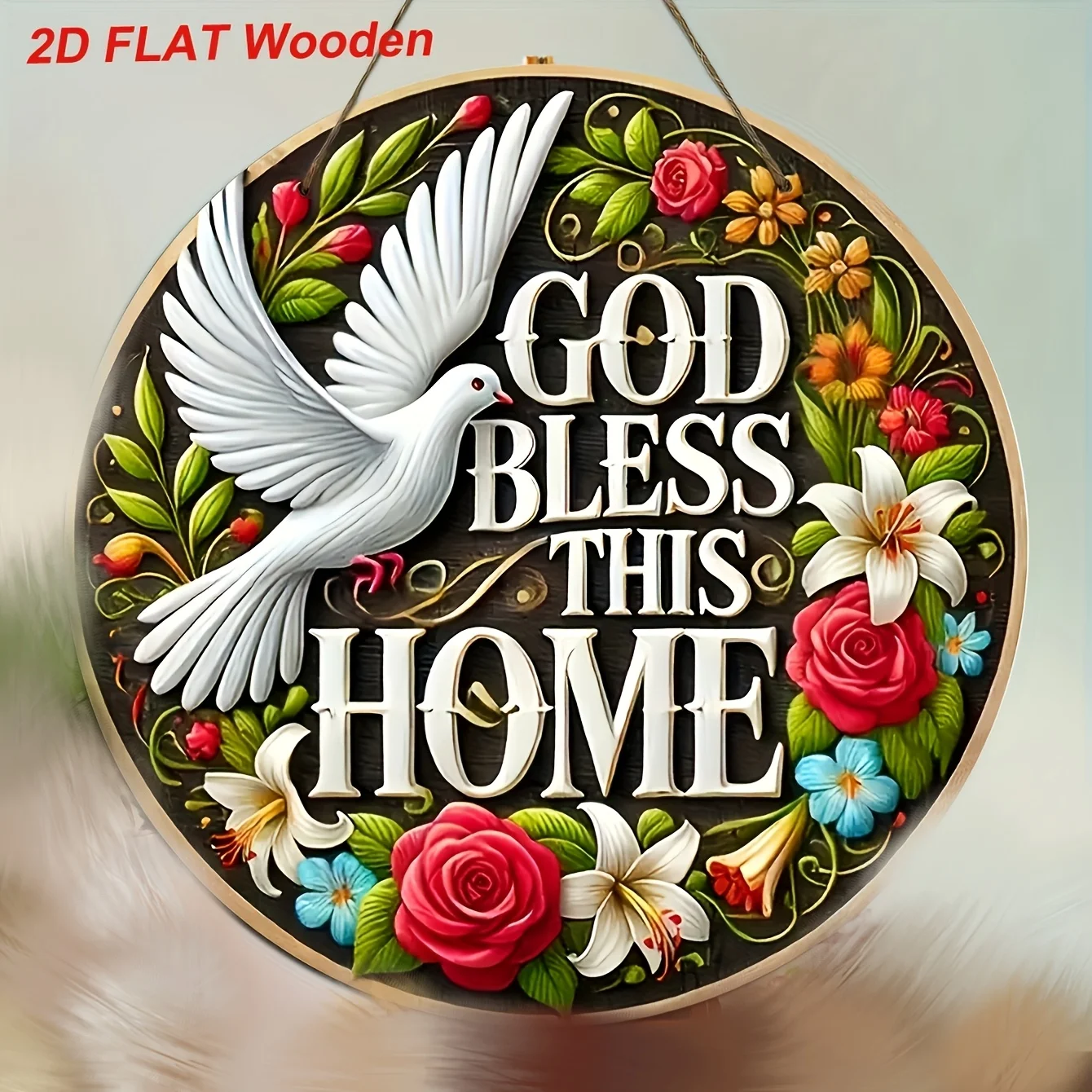 A Metal Iron Hanging Decoration Depicting A Peace Dove, Praying for God's Blessing on This Family, Iron Artist Home Wall Hanging