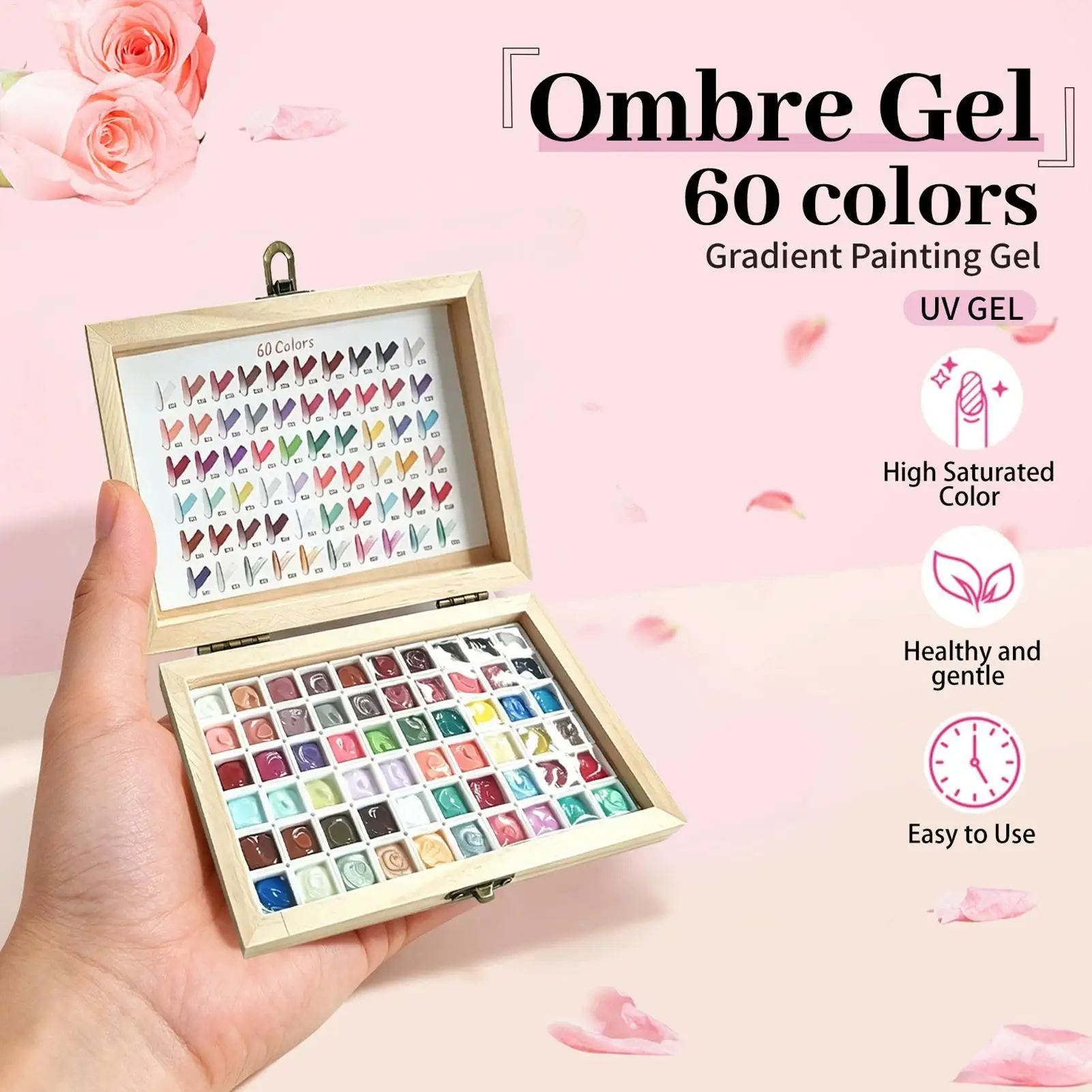Gel Pat Paint for Nails 60 Colors No-Wipe Highly Pigmented Nail Patting Gel for Home Travel Dormitory Salon Women Girls Beginner