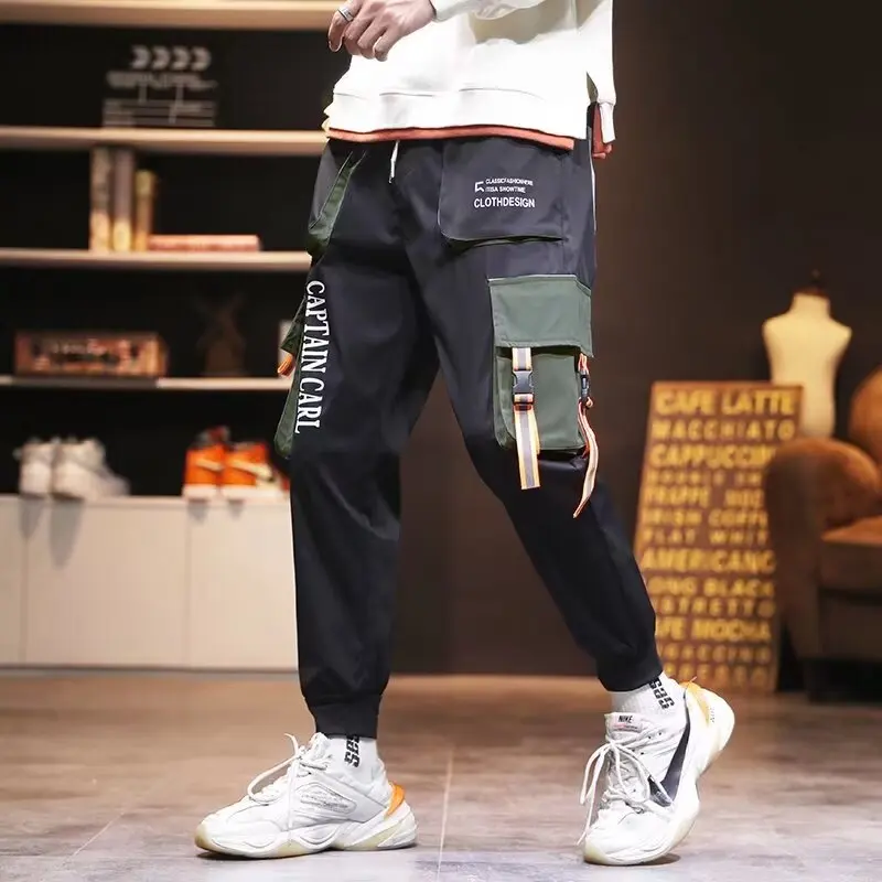 Pantalon Cargo à Poches Multiples pour Homme, Classique, FjSolid, Document Imprimé, Lettre, Mode Coréenne, Streetwear