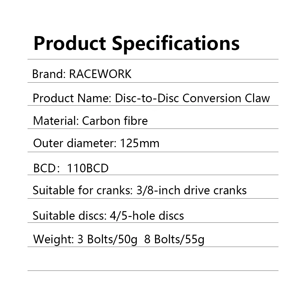 RACEWORK Carbon 110BCD Kettenblatt-Spider für R7000 R8000 R9000 Rennrad-Kettenblatt, Doppelte Gangzahl, 110BCD Kettenrad, 4/5 Bolzen – Detail 2