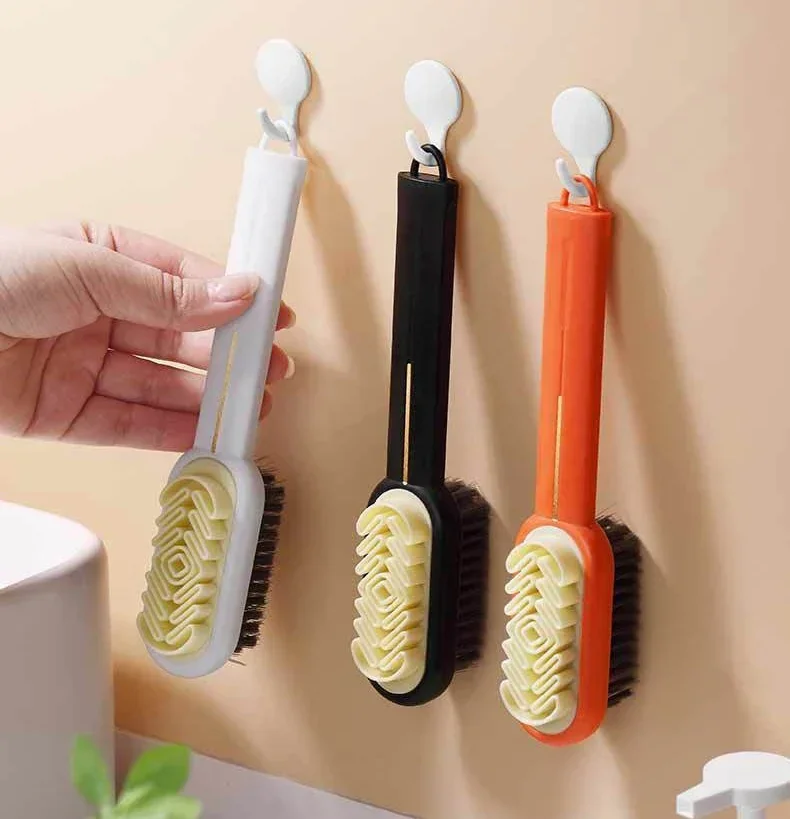 2-seitige Reinigungsbürste aus Wildleder mit langem Griff, Schuhbürste, Turnschuhe, Reiniger, Schuhe, Flecken, Staub, Stiefelreiniger, Fleckenentfernung, Gummibürste