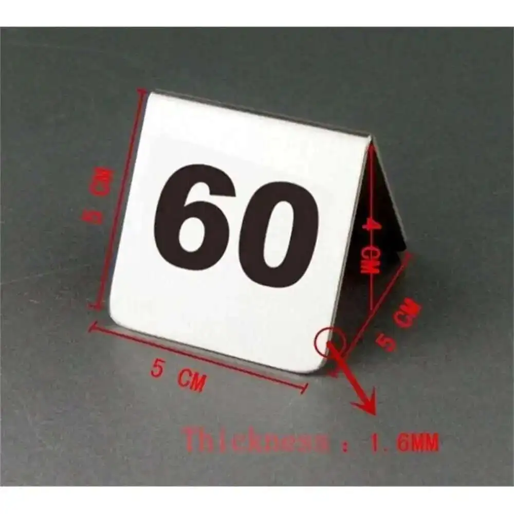 20pcs Double-sides Stainless Steel Table Sign Number Plate Wedding Table Number Restaurant Cafe Bar Place Desk Digit Card Holder