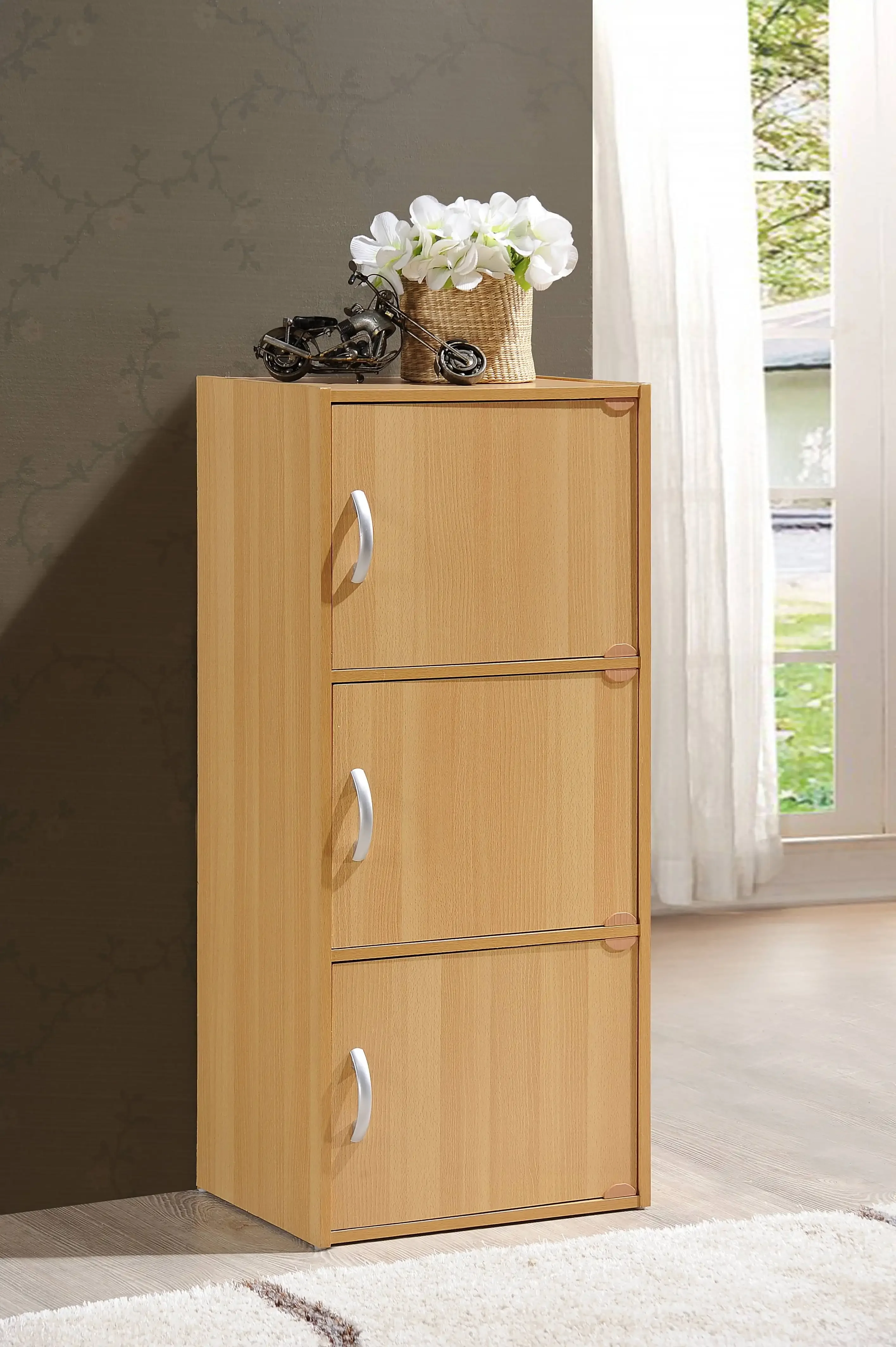 3 Door Versatile Cabinet, Multi-purpose Bookcase,Slim Design,Keeps Your Room Clutter Free and Organized,Multiple Colors