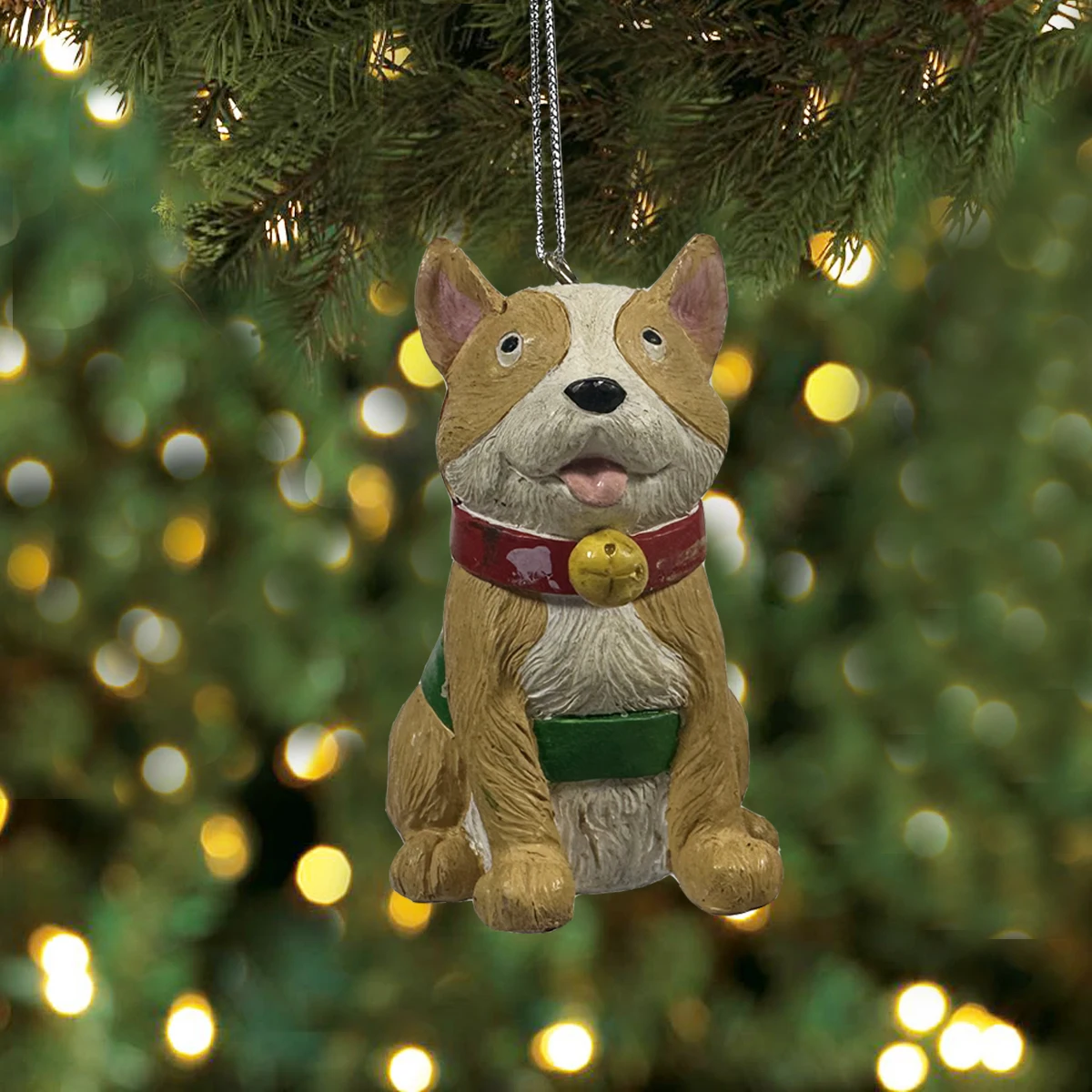 1pc，Cute dog pendant with collar, resin, Christmas decoration, Christmas tree decoration pendant, Christmas gift