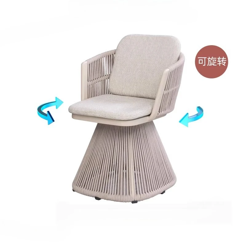 Outdoor tables and chairs, garden woven rattan chairs, terrace aluminum alloy simple single rotating chair