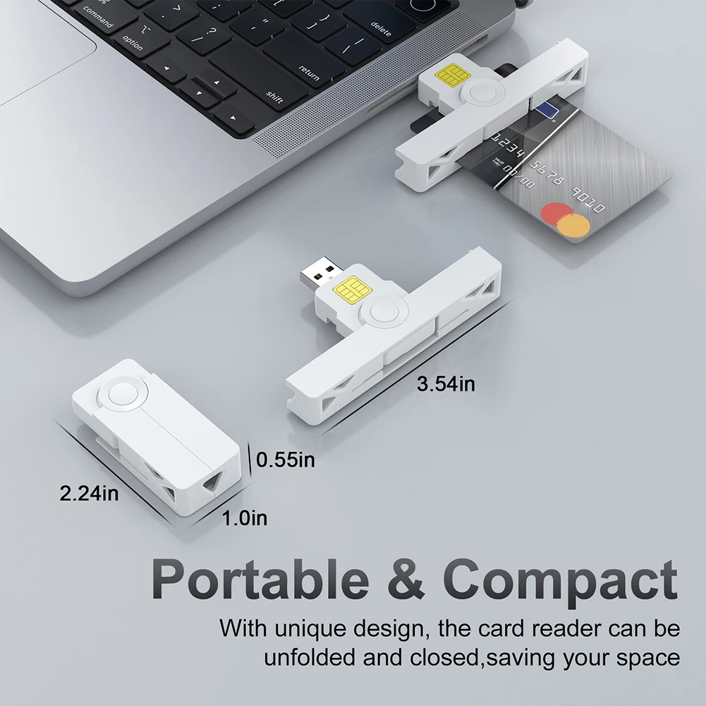 Portable USB Card Reader USB2.0 Type-C ID CAC Card Reader ATM Card Visa Reader for Digital Certificate Security