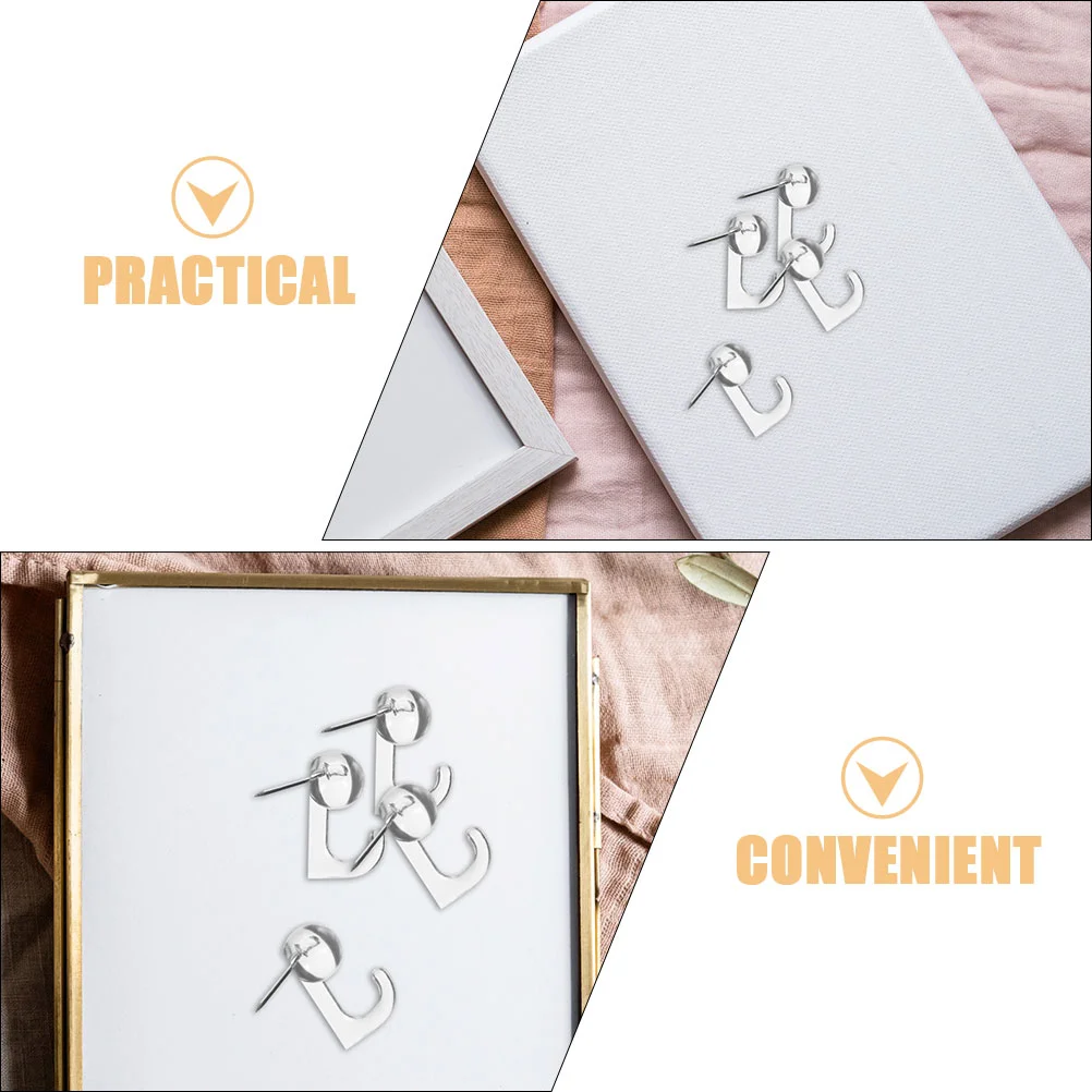 100 Pcs Hook Hanger Daily Use Thumbtacks Decorative H-nail Push Pin Steel Portable