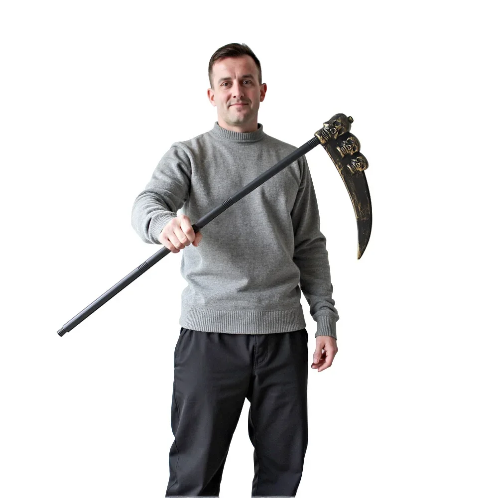Halloween Simulation Plastic Weapons Reaper Sickle Demon Trident Stage Props Lincoln Cane Toys
