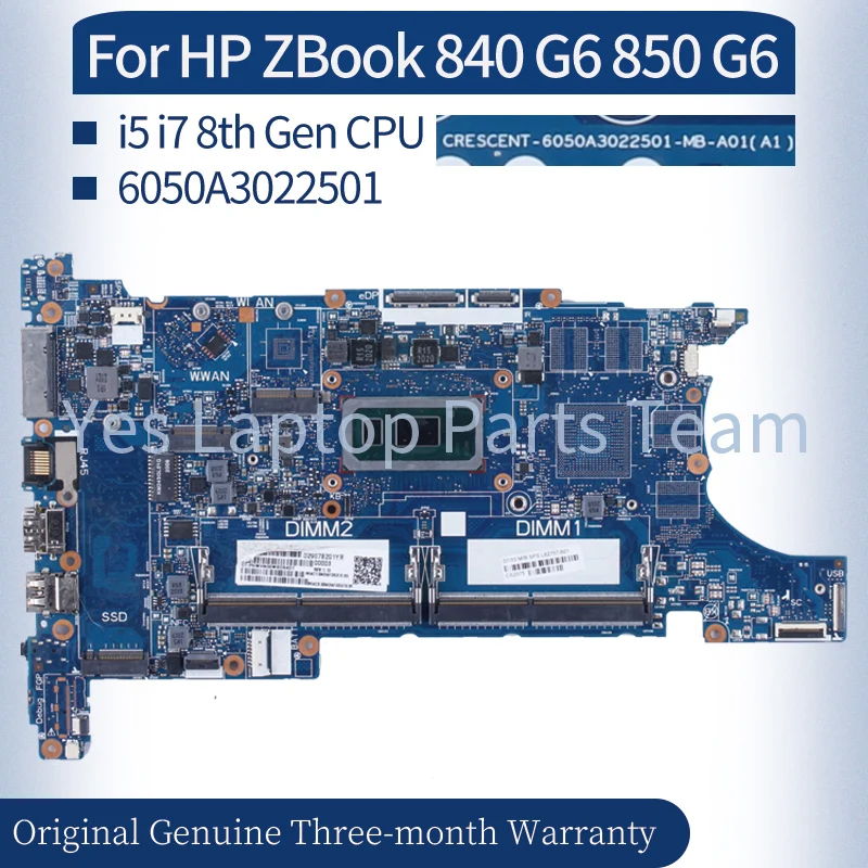 

For HP Zbook 840 850 G6 Laptop Mainboard 6050A3022501 L62759-601 L62757-601 L62781-001 L78138-001 HSN-I24C Notebook Motherboard