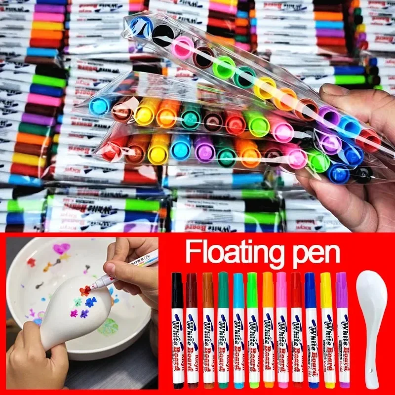 8/12 colores mágico agua flotante estudiante pintura pincel pizarra marcadores pluma suspensión niños pintura educativa pluma Juguetes